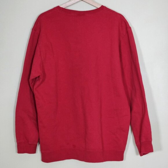 Levis Sweatshirt Men L Red Levi Staruss & Co Crewneck Print LS Fleece Preppy VTG - Picture 2 of 15